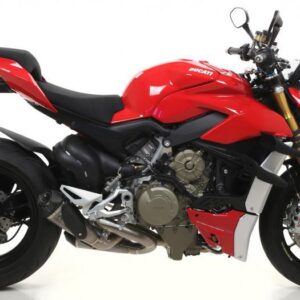 DUCATI STREETFIGHTER V4 1100 20-21/Panigale V4 18-20 TITANIUM RACING WORKS SILENCERS (RH+LH) WITH CARBON END CAPS + TITANIUM 1:1 LINK PIPE