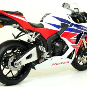 HONDA CBR 600 RR13 HOMOLOGATED ALUMI- NIUM INDY RACE SILENCER WITH CARBON END CAP FOR ORIGINAL AND ARROW COLLECTORS