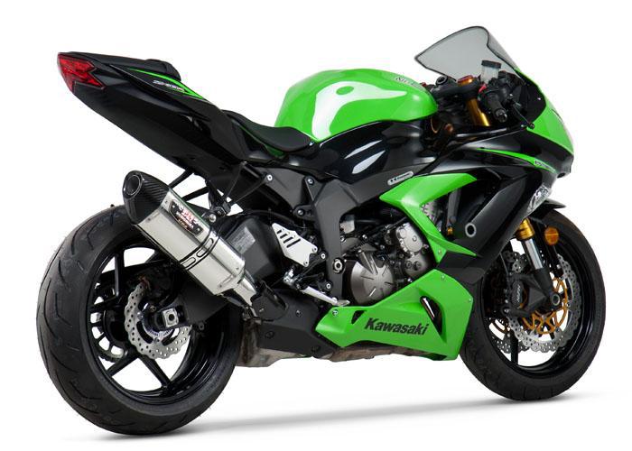 KAWASAKI ZX-6R 13-18 R-77 Stainless Slip-On Exhaust, w/ Stainless