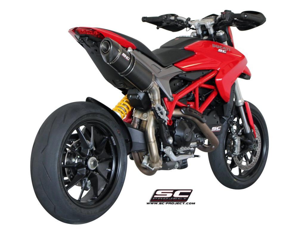 Oval Muffler, high position, titanium, with Carbon fiber end cap