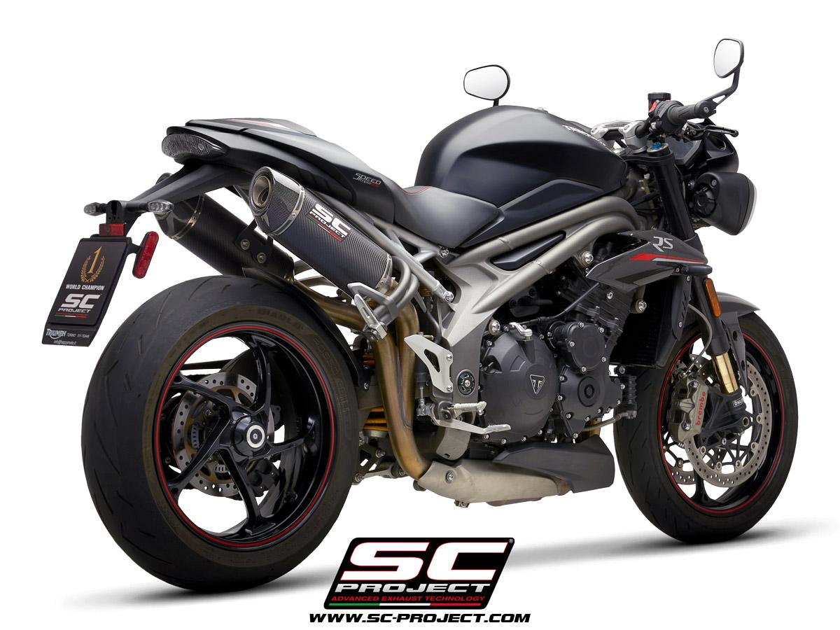 Pair of Oval carbon exhaust - SPEED TRIPLE 1050 (2018 - 2020) - S - RS