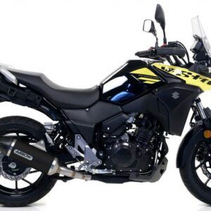 SUZUKI V-STROM 250 HOM. ALUMINIUM DARK RACE-TECH SILENCER WITH WELDED LINK PIPE AND CARBON END CAP
