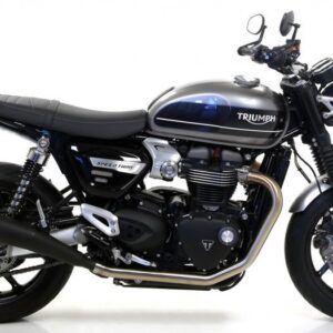 TRIUMPH THRUXTON/SPEED TWIN 1200/1200R HOMOLO.DARK NICHROM PRO-RACE RH+LH WITH CARBON END CAP FOR ORIGINAL COLLEC.
