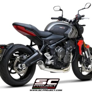 3-1 Stainless steel full exhaust system, with CR-T titanium exhaust with stoneguard grid - TRIDENT 660 (2021 - 2024)