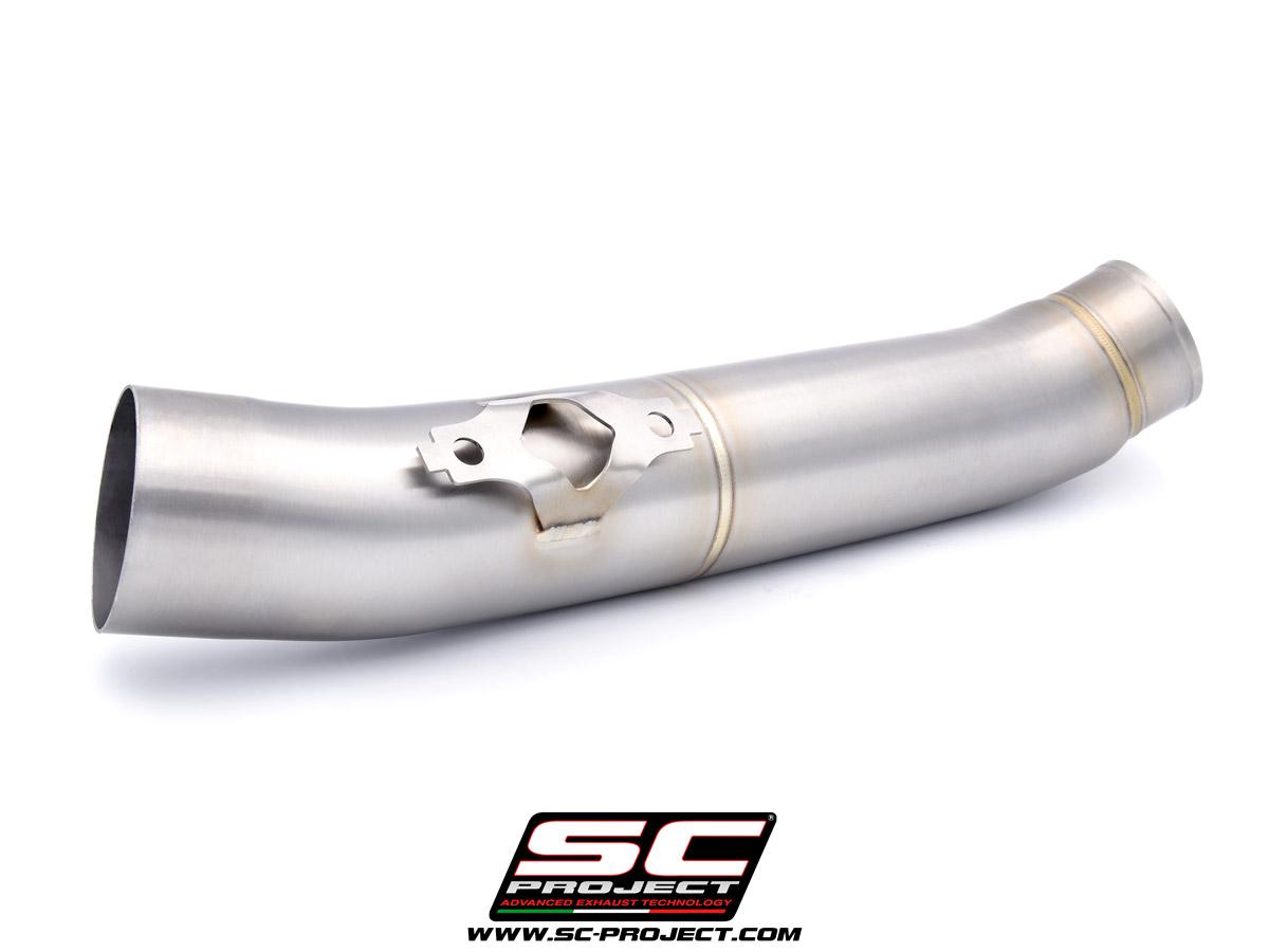 De-cat link pipe stainless steel, matt black, compatible with SC-Project headers - TMAX 560 (2022 - 2024)